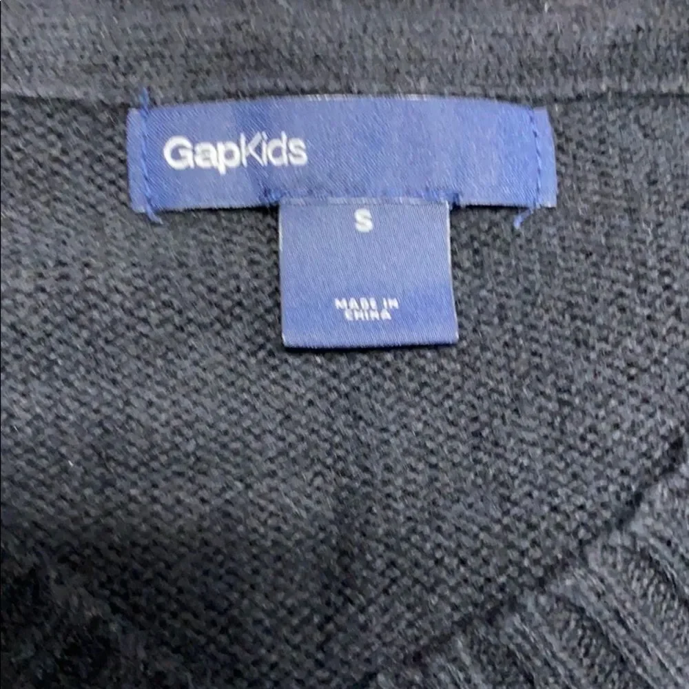 GapKids Black/Gray Argyle V-Neck Sweater Small